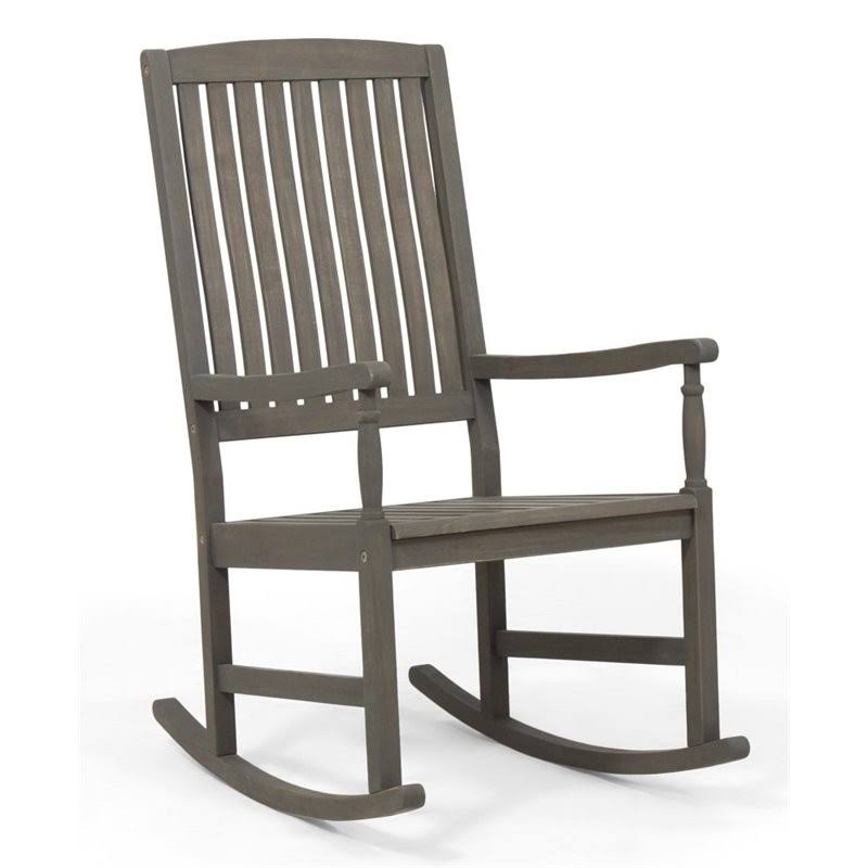 Noble House Arcadia Outdoor Acacia Wood Rocking Chair in Gray - 309700