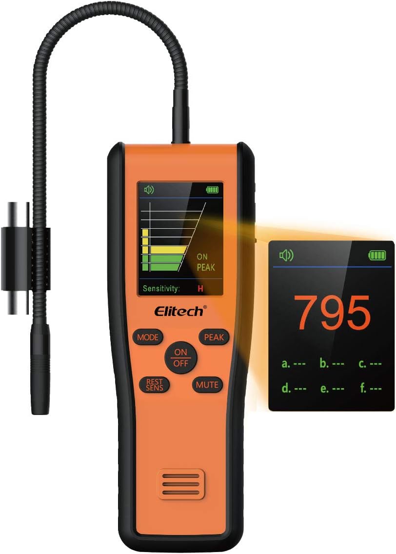 Elitech IR-200 Refrigerant Leak Detector HVAC Halogen Gas Sniffer with Infrared&Heated Diode Dual Sensor