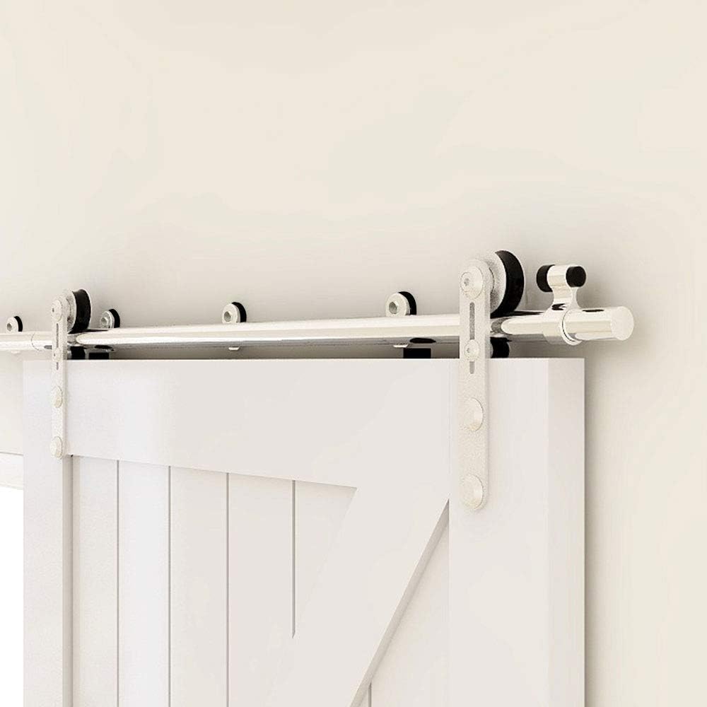 TSMST 4FT Sliding Barn Door Hardware Kit, Top Mount Stainless Steel Heavy Duty Sturdy Barn Door Track for Single Wood Door, Slide Smoothly Quietly (T Style) Pack of 2