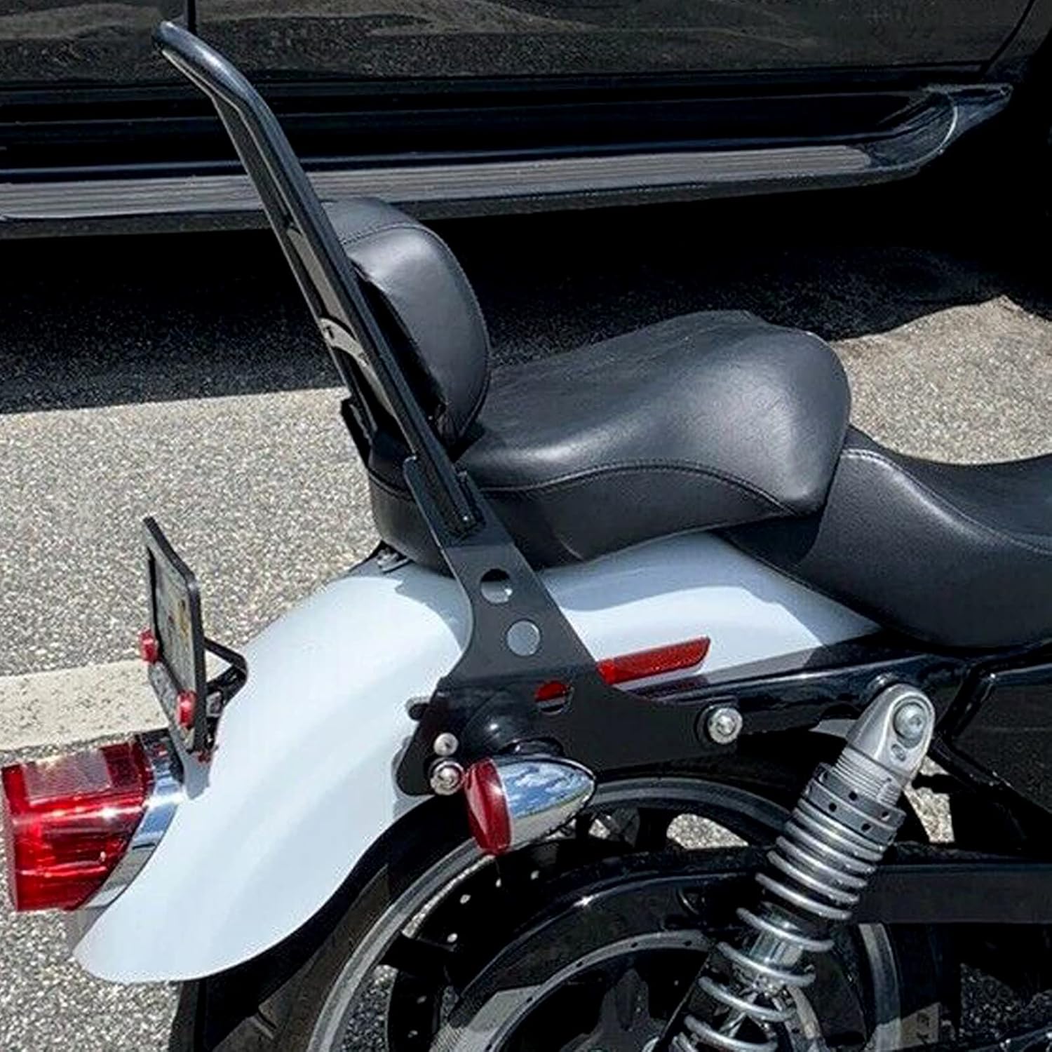 7BLACKSMITHS Passenger Backrest Pad Sissy Bar Cushion Fit for 2004&up Harley Sportster XL XLH 883 1200 Black Detachable