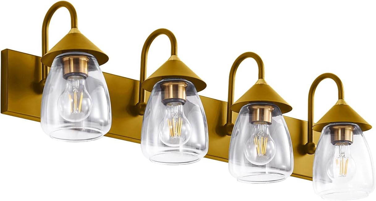 MFXMF Bathroom Vanity Light 3-Lights, Black Bathroom Light Fixtures with Oval Glass Shade for Bathroom Over Mirror ( Excluded Bulb )