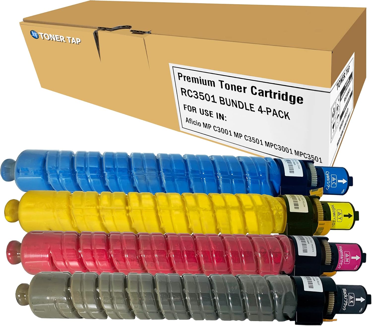 Toner Tap RC3501-4 for Ricoh 841578 841423 841422 841421 Compatible with Aficio MP C3001 C3501 MPC3001 (High Yield, 4 Pack Bundle)