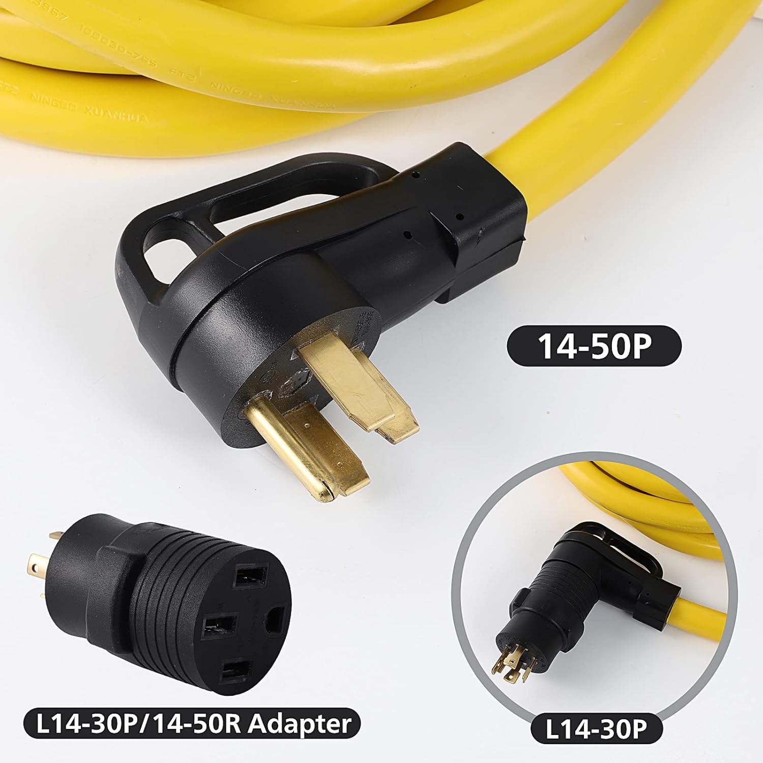 10FT 14-50P to SS2-50R 120V/240V 50 Amp Stow W/L14-30P to 14-50R Power Cord Adapter Combo Kit 4 Prong Male to 4 Prong Twist Lock Receptacle Generator RV Marine Shore Boat Power Extension Cord