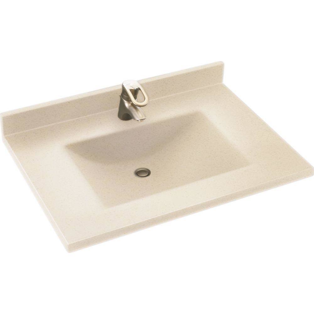 Swan Contour Solid Surface 37-in x 22-in Vanity Top in Bermuda Sand