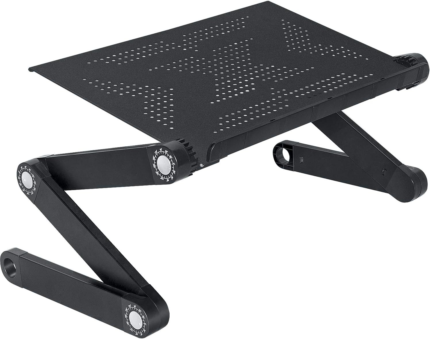 WonderWorker Newton Ergonomic Folding Laptop Table, Adjustable Laptop Stand, Portable Desk for Laptop, Bed Tray Cooling Pad, Black Pack of 2