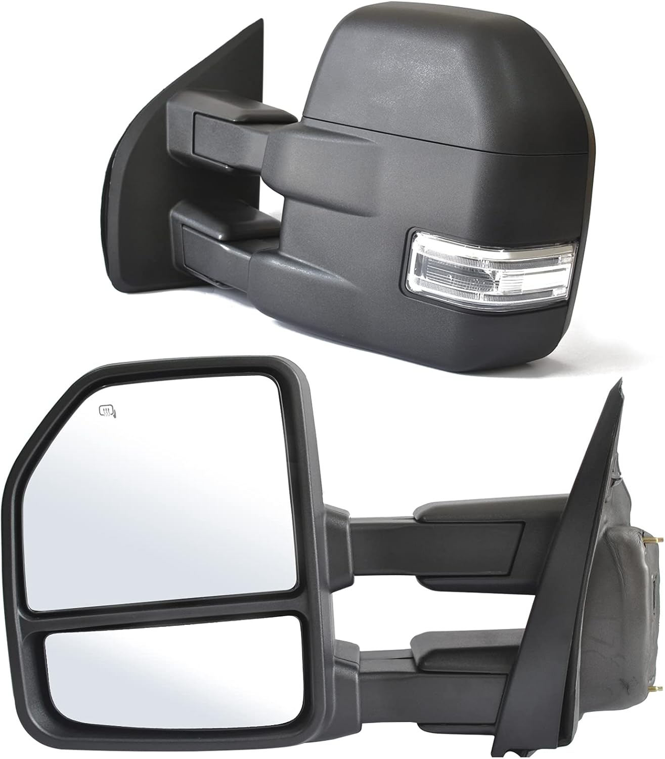 ReYee Towing Mirrors fit for 2015 2016 2017 2018 2019 2020 Ford F-150 Pickup Truck with Power Adjusted Heated Temperature Sensor Turn Signal Light A Pair tow mirror Black Housing 8 Pin Plug