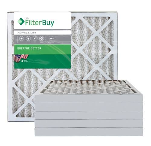 AFB Silver MERV 8 22x22x2 Pleated AC Furnace Air Filter. Pack of 6 Filters. 100% produced in The USA.