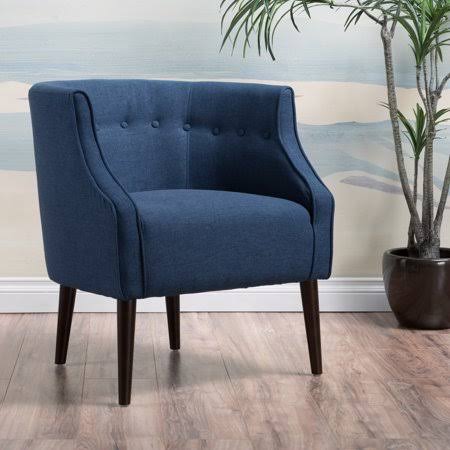 Noble House Queensbury Tufted Fabric Club Accent Chair, Navy Blue