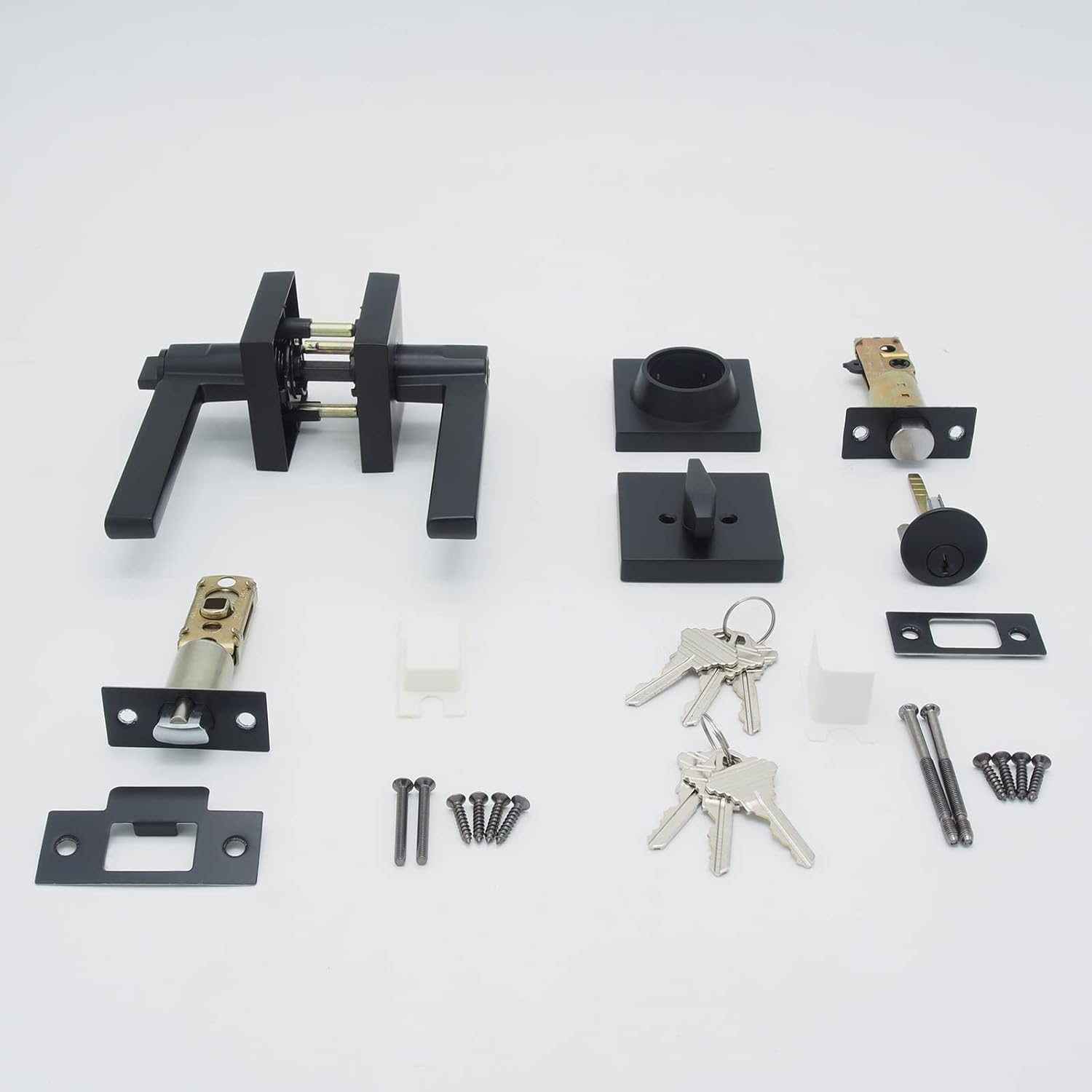 NCSEN Front Door Locksets with Deadbolt, Black Door Handles, Combination Door Lock, Key Alike Exterior Door Lever