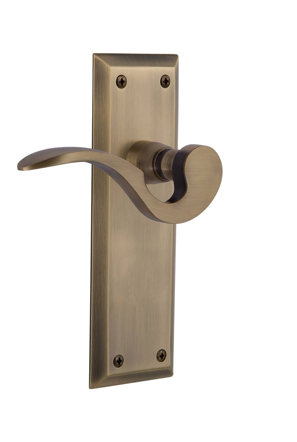 Nostalgic Warehouse New York Plate Privacy Manor Lever in Antique Brass 762968