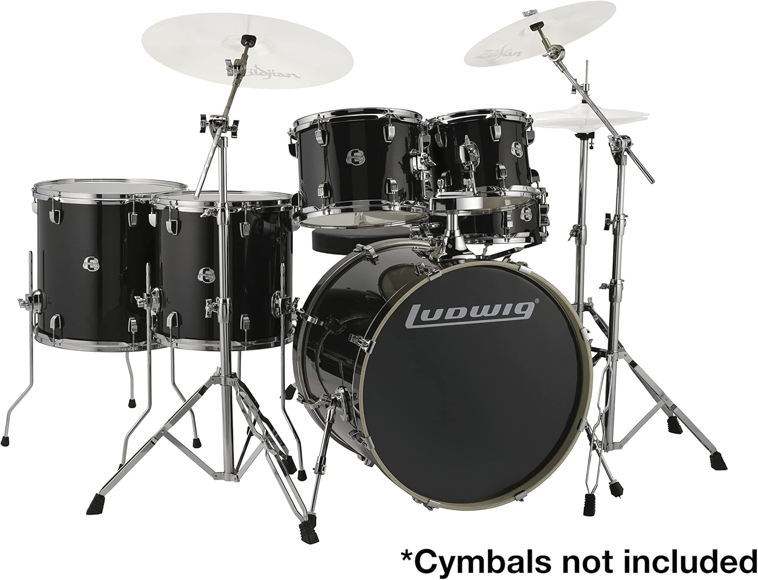 Ludwig Element Evolution LCEE6220 6-piece Shell Pack with Hardware - Black Sparkle