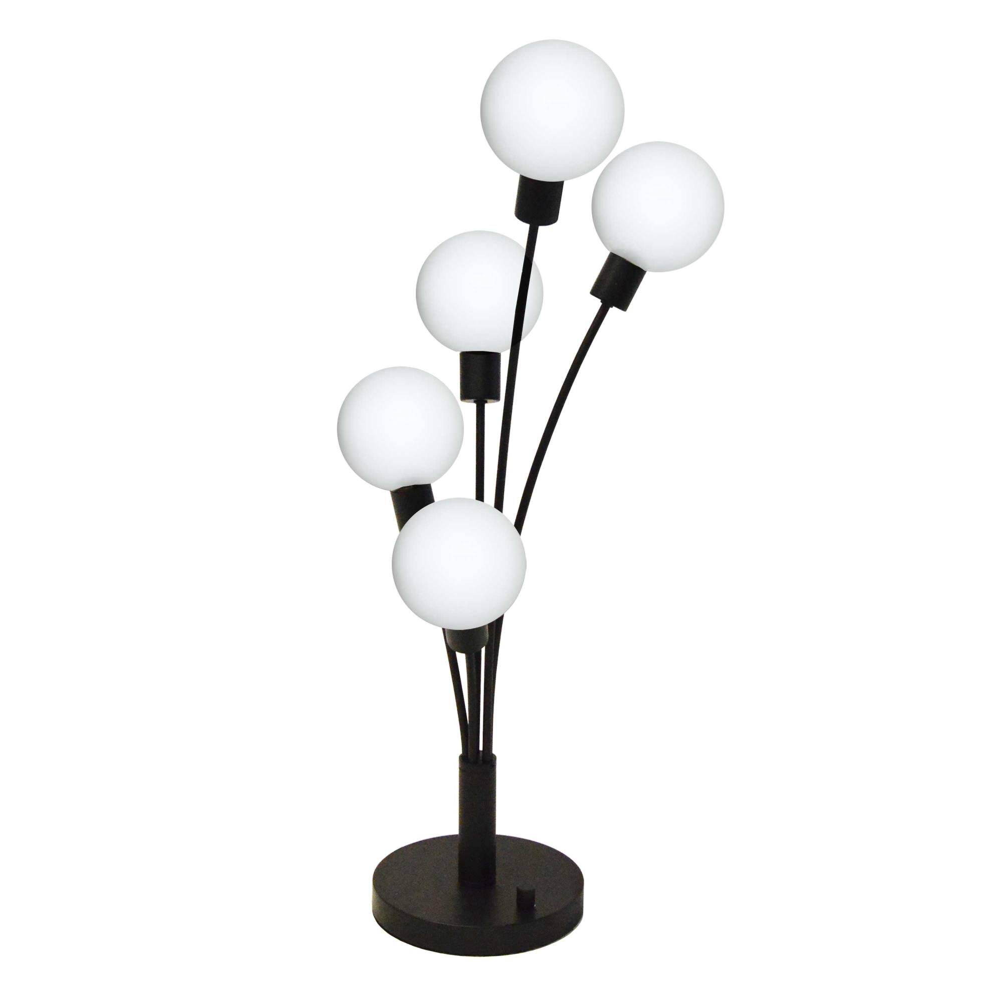 Dainolite 306T-BK-WH 5 Light Table Lamp Black Finish with White