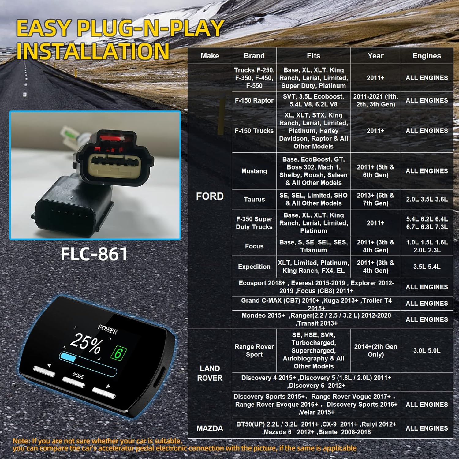 Throttle Response Controller 9 Drive Modes Smart Electronic Racing Accelerator Compatible with Ford F150 F250 Raptor Falcon Fusion Focus Grand Mondeo Mustang Ranger Transit Mazda (861-Upgrade)