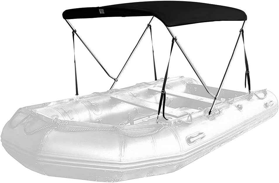 Seamander Inflatable Boat Bimini Tops,Rib Boat Cover with Mounting Hardware (Black, 2 Bow 165 x 130 x 110cm for Rib)