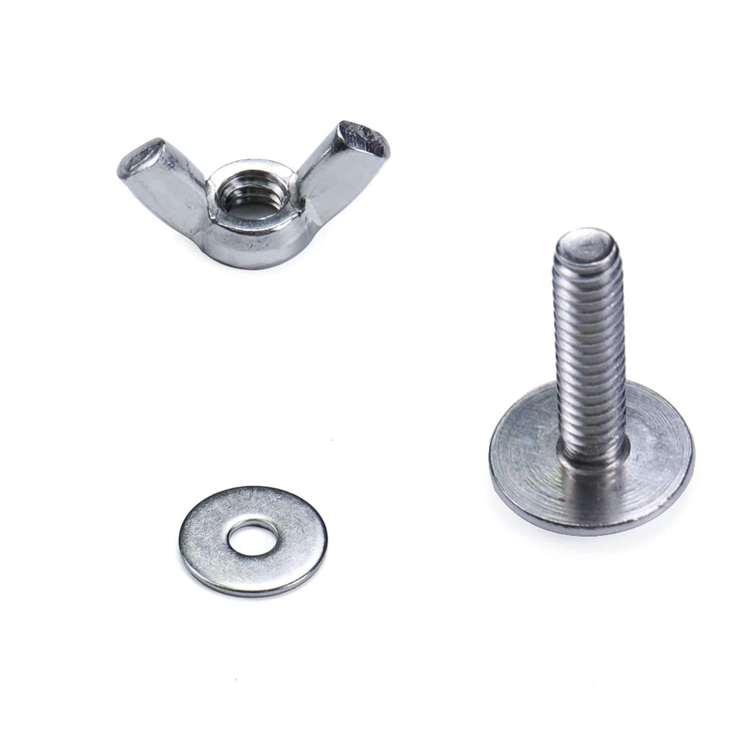 Muzata 1/4'' X 1'' (100Pairs - Bolts, Nuts, and Washers),Stainless Steel Hurricane Hardware, Hurricane Bolts, Sidewalk Bolts with Wing Nut & Washers, FA05 Pack of 2