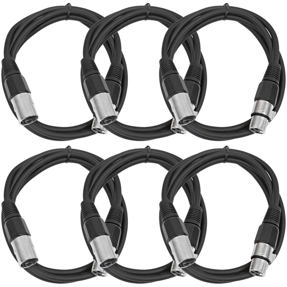 SEISMIC AUDIO - SAXLX-10-6 Pack of 10' Multiple Color XLR Male to XLR Female Patch Cables - Balanced - 10 Foot Patch Cords