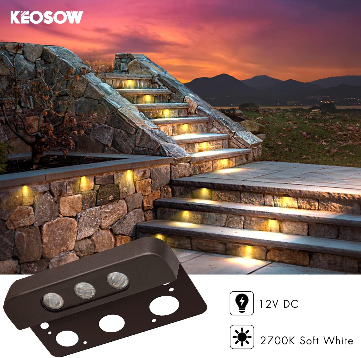 Retaining Wall Lights,8Pack-7Inch Hardscape Lighting,12V DC LED Low Voltage Landscape Lighting,Step Lights Outdoor,IP65 Waterproof 3W 2700K Soft White,Integrated Step Stair Deck Lighting