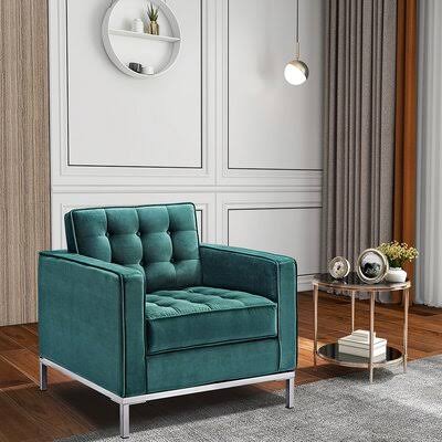 Accent Chair 33.46 Wide Velvet Armchair Orren Ellis Body Fabric: Green Velvet