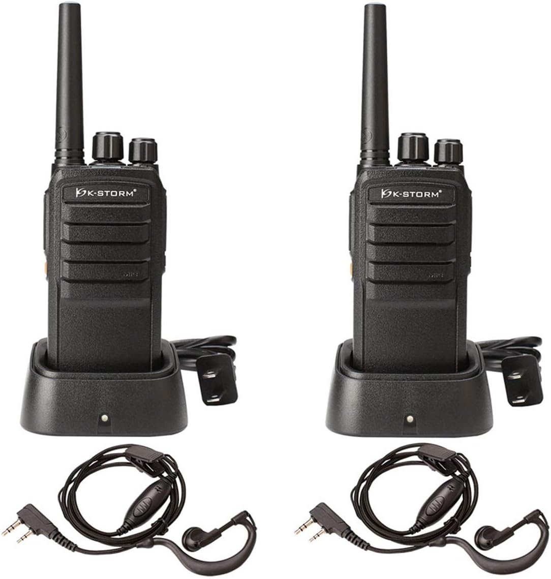 KS K-STORM 400-470Mhz KST-F3 Rechargeable Walkie Talkies Extra Long Standby Included Earpieces, 3000mAh Batteries, Chargers and Antennas (1 Pair) Pack of 2
