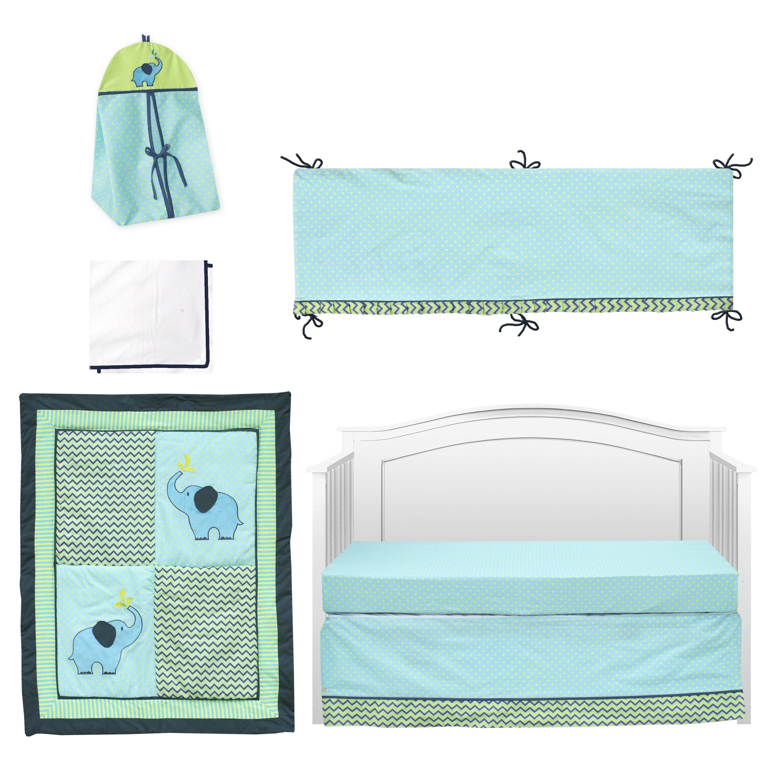 Pam Grace Creations Zigzag Elephant 10 Piece Crib Bedding Set