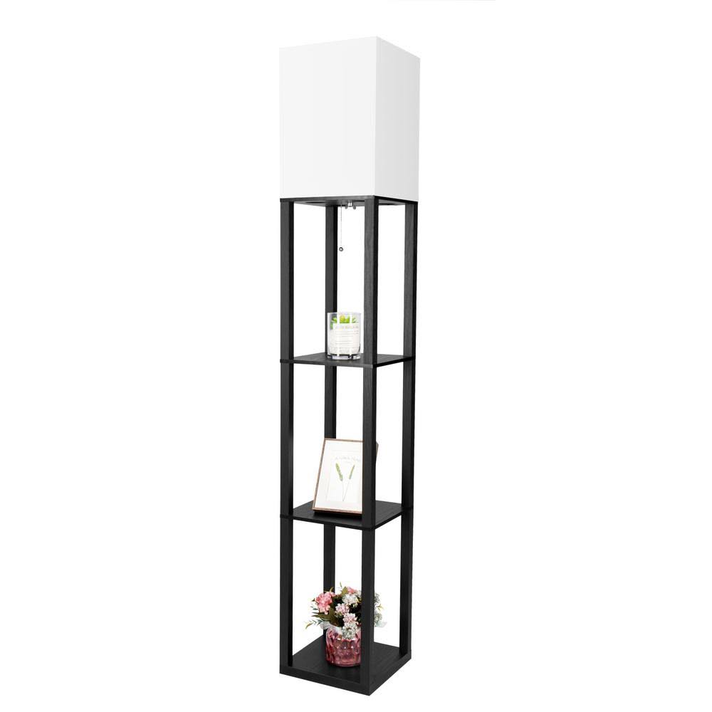Elecwish 63 in. Black Shelf Floor Lamp