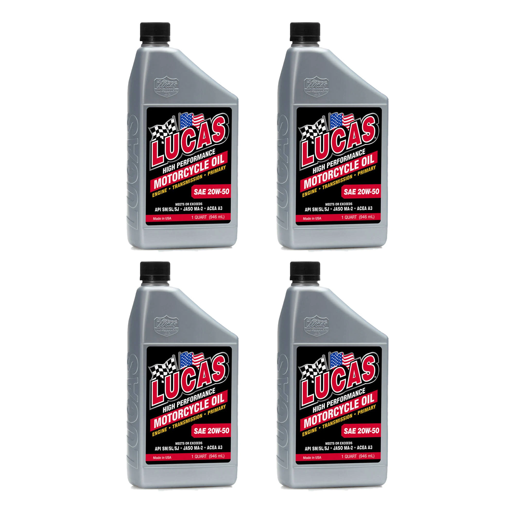 Lucas Oil SAE 20W-50 Performance Trans u0026 Engine Motorcycle Oil, 1 Quart (4 Pack) at VM Express