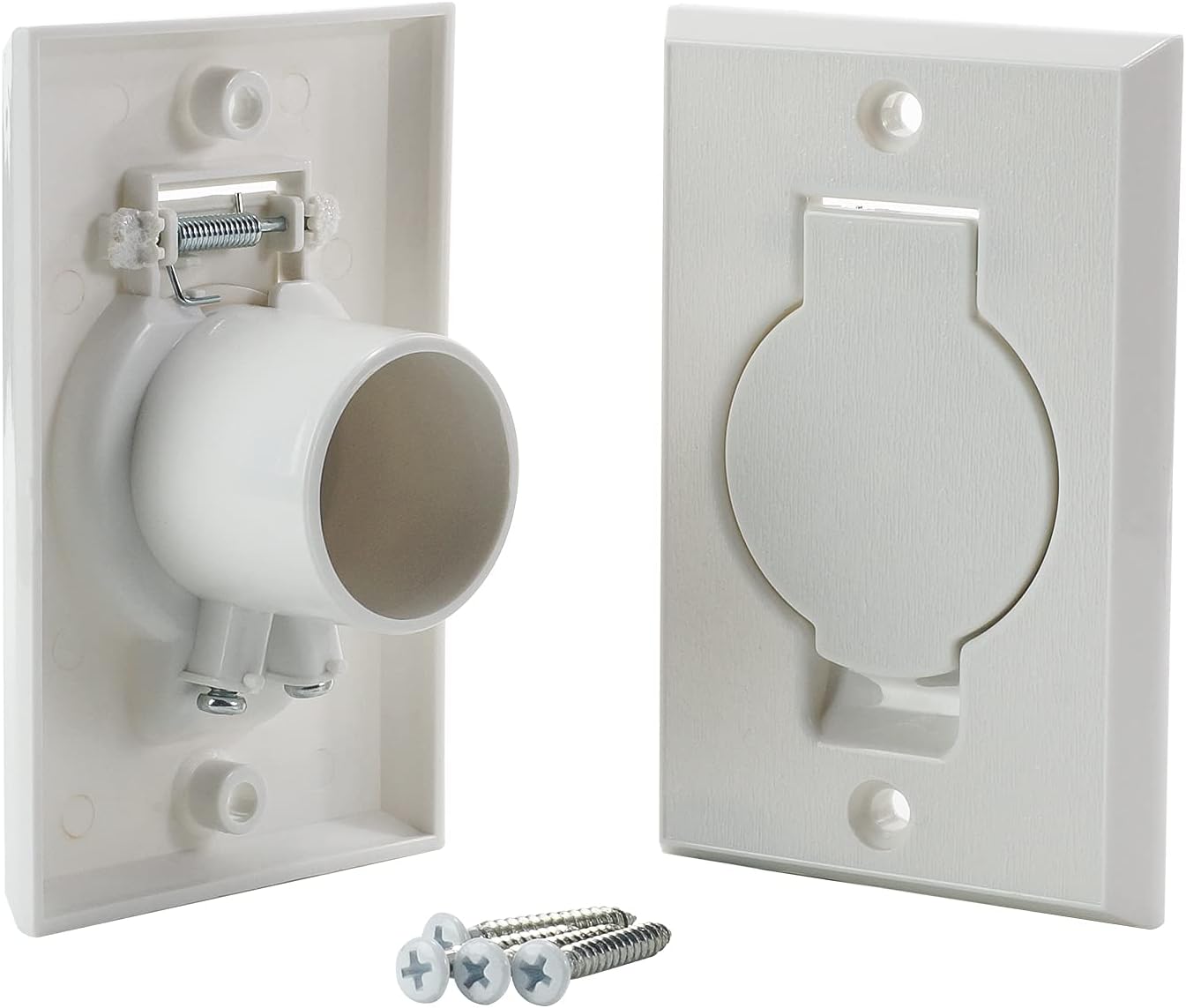Standard Central Vacuum Inlet Valve Plate White for Beam Central Vac Designed to Fit Standard Round Door - 2 Pack