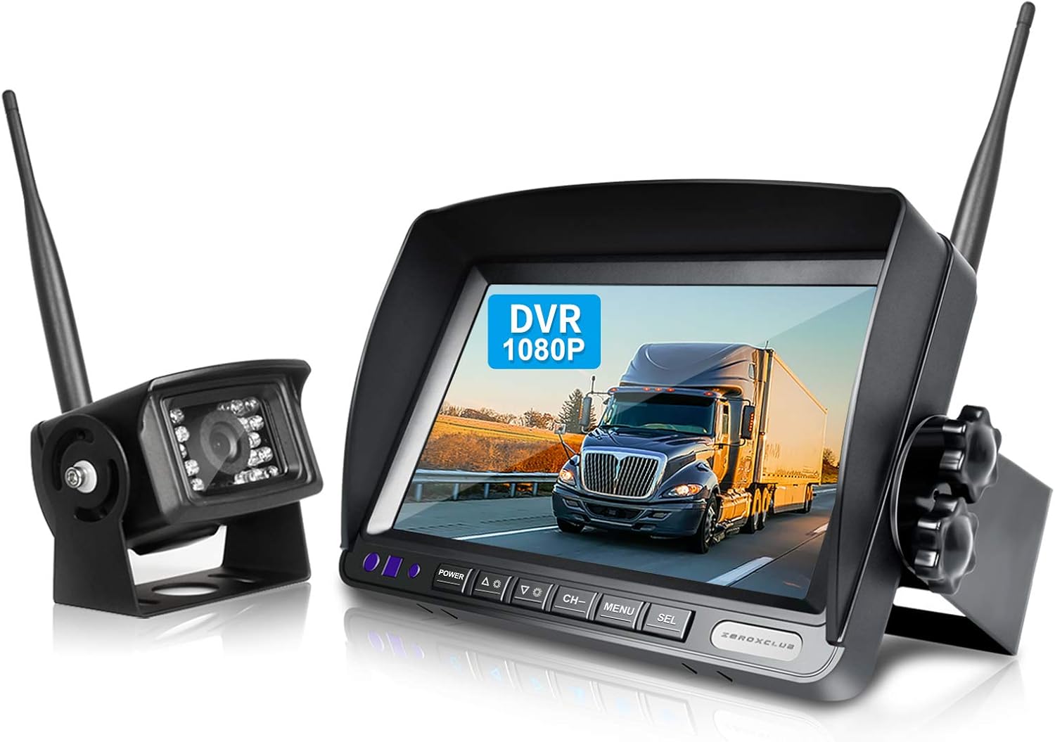 ZEROXCLUB Digital Wireless Backup Camera System Kit,No Interference,IP69 Waterproof Wireless 2 Rear View Camera + 7&rsquo;&rsquo; LCD Dual Split Monitor for RV/Truck/Bus/Camper/5th Wheel (WX02)
