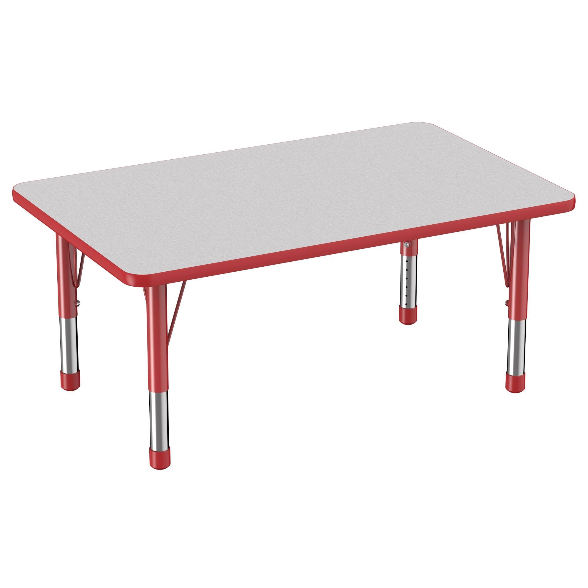 30x22 x 48x22 Rectangle T-Mold Adjustable Activity Table with Chunky Leg - Gray/Red