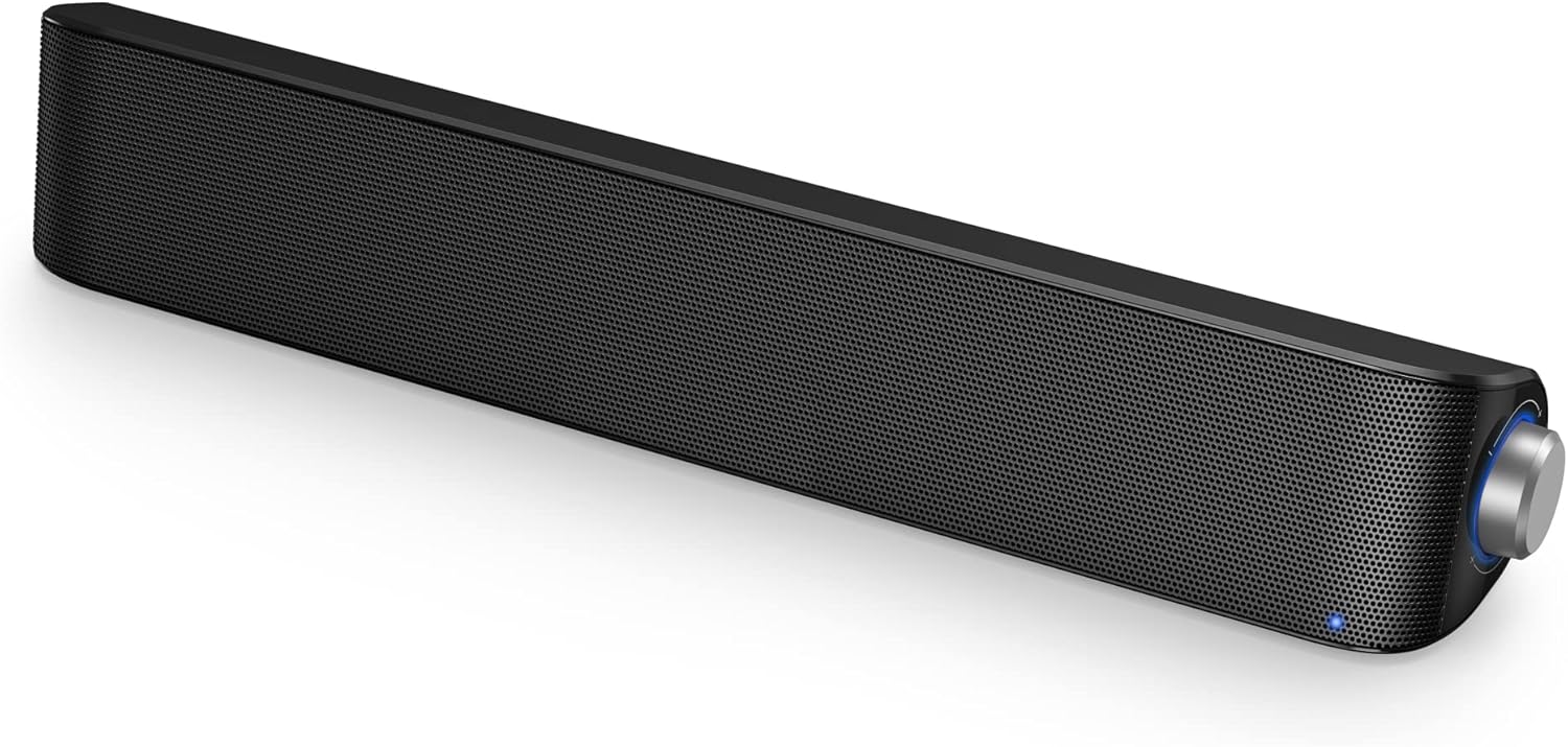 Computer Speaker, Wireless and Wired PC Soundbar, Stereo HiFi Bluetooth 5.0 & 3.5mm Aux-in Connection, USB Powered Sound Bar Speaker for Desktop PC Laptop Tablet Game Console Pack of 2