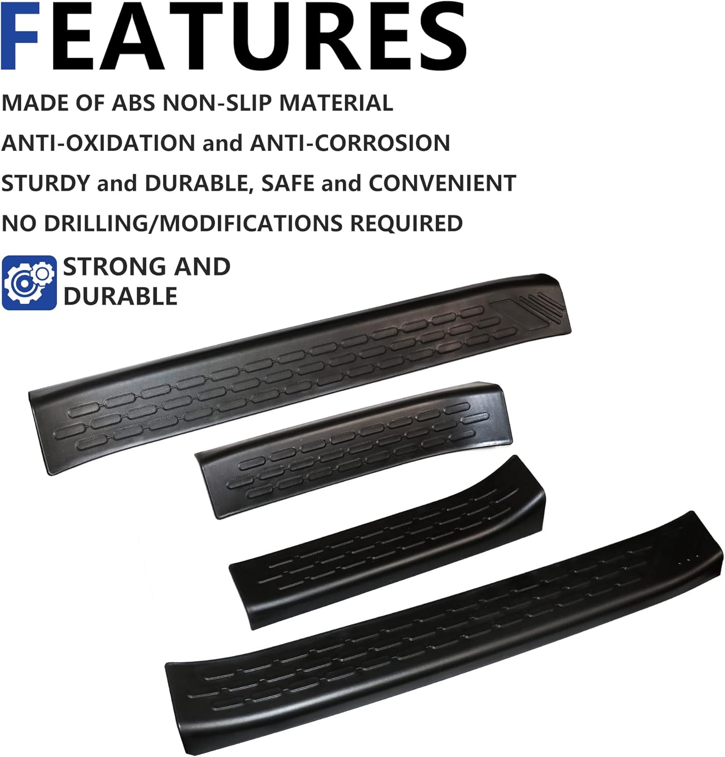 Sukemichi Door Sill Protector for Bronco, Front and Rear Entry Door Sill Guards Scuff Plates Protectors for 2021 2022 Ford Bronco Accessories, Black, 4 Doors