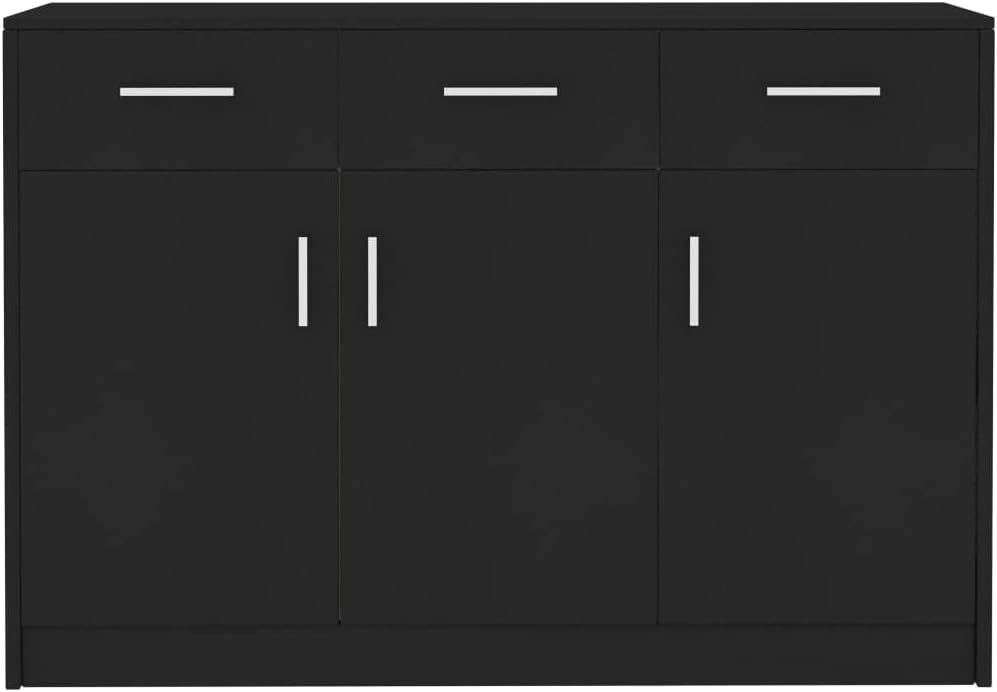 vidaXL Sideboard Living Room Hallway Buffet Storage Side Cabinet Dresser Organiser Cupboard Furniture Black 43.3