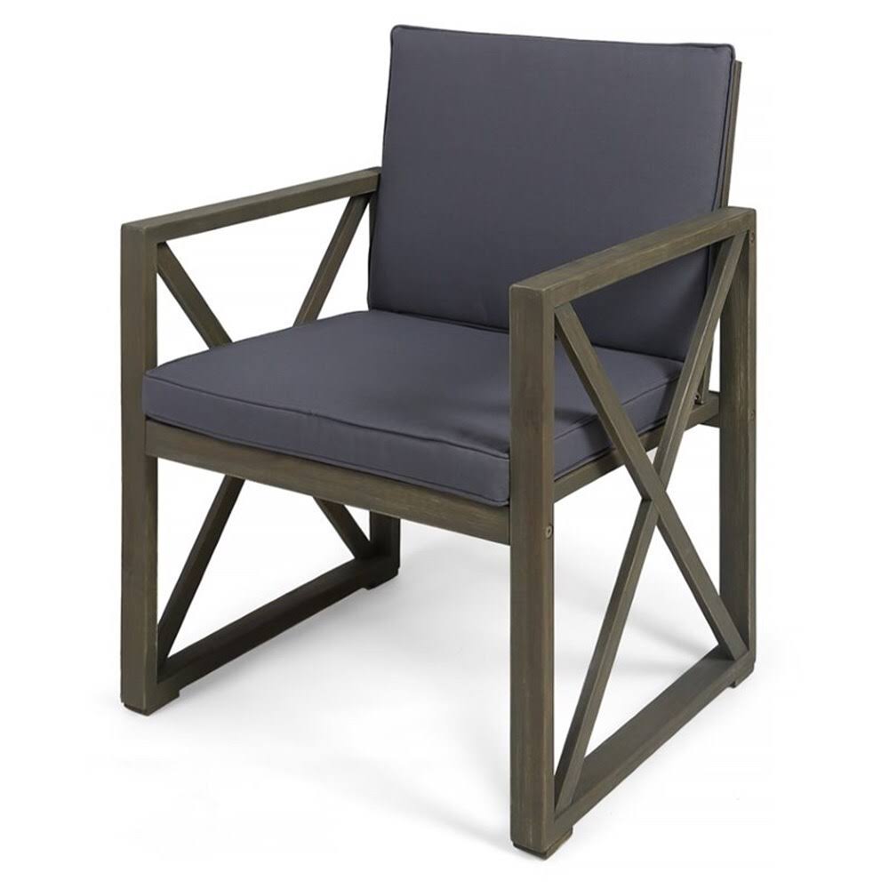 Noble House Andora Outdoor Acacia Wood Club Chair in Dark Gray (Set of 2)