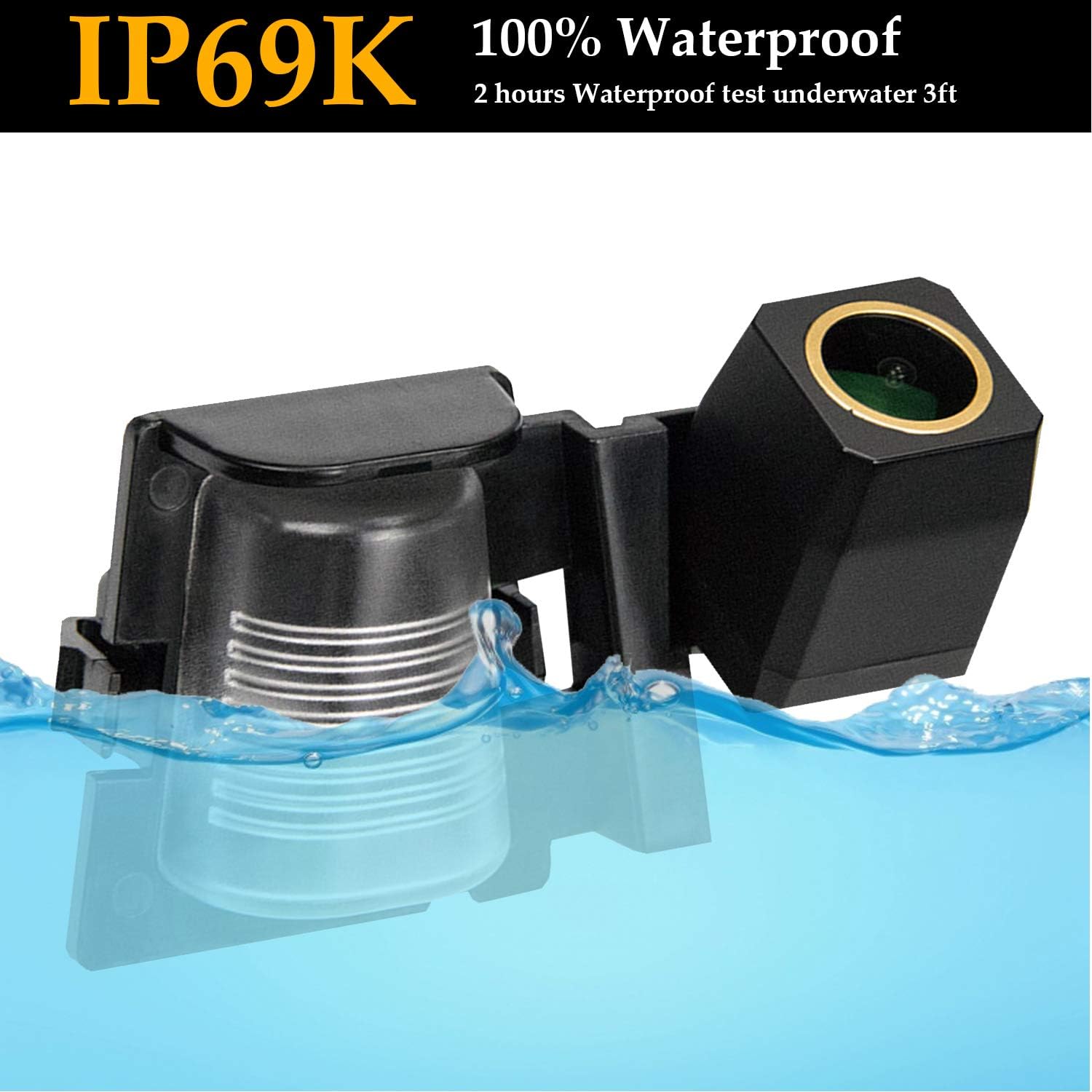 HD 1280x720p Golden Camera for Jeep Wrangler JK,JL,TJ, Rubicon, Sahara, Unlimited, Jeep Sport,3nd Generation Camera Rear View Reversing Backup Camera Night Vision Waterproof Backing Camera