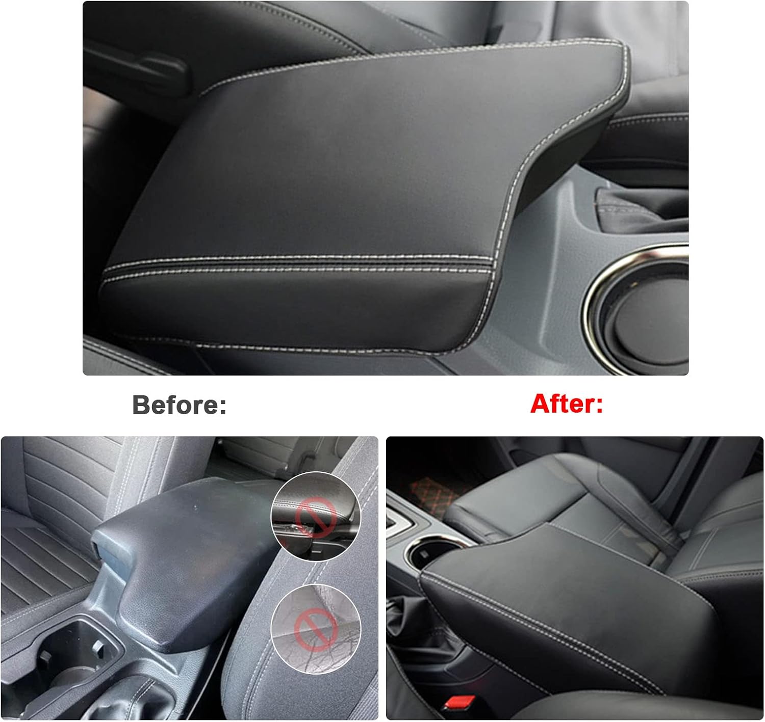 SXCY Fit for 2019 2020 2021 2022 Ford Ranger Armrest Cover Center Console Cover Car Console Cushion Pad Seat Box Cover Protection Ranger Interior Accessories