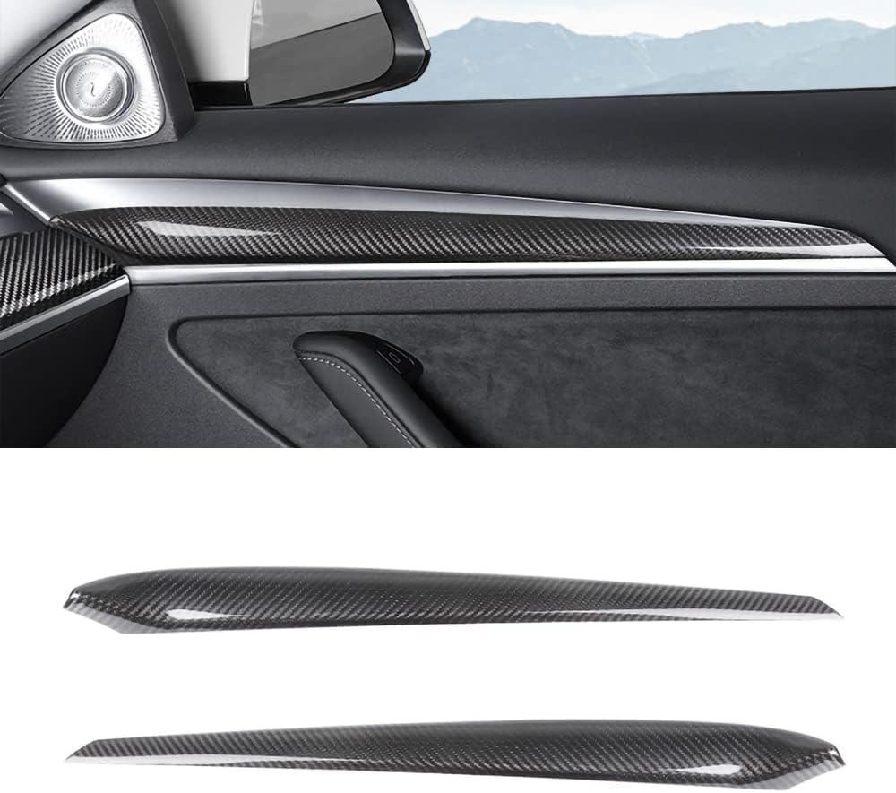 HANSSHOW Compatible Tesla Model 3 / Y Dashboard Cover Wrap Real Carbon Fiber, Matte and Gloss Black, 3K Toray Dry Carbon Fiber for Tesla Model 3 2018-2022 and Model Y 2020-2022 (Gloss Carbon Fiber)