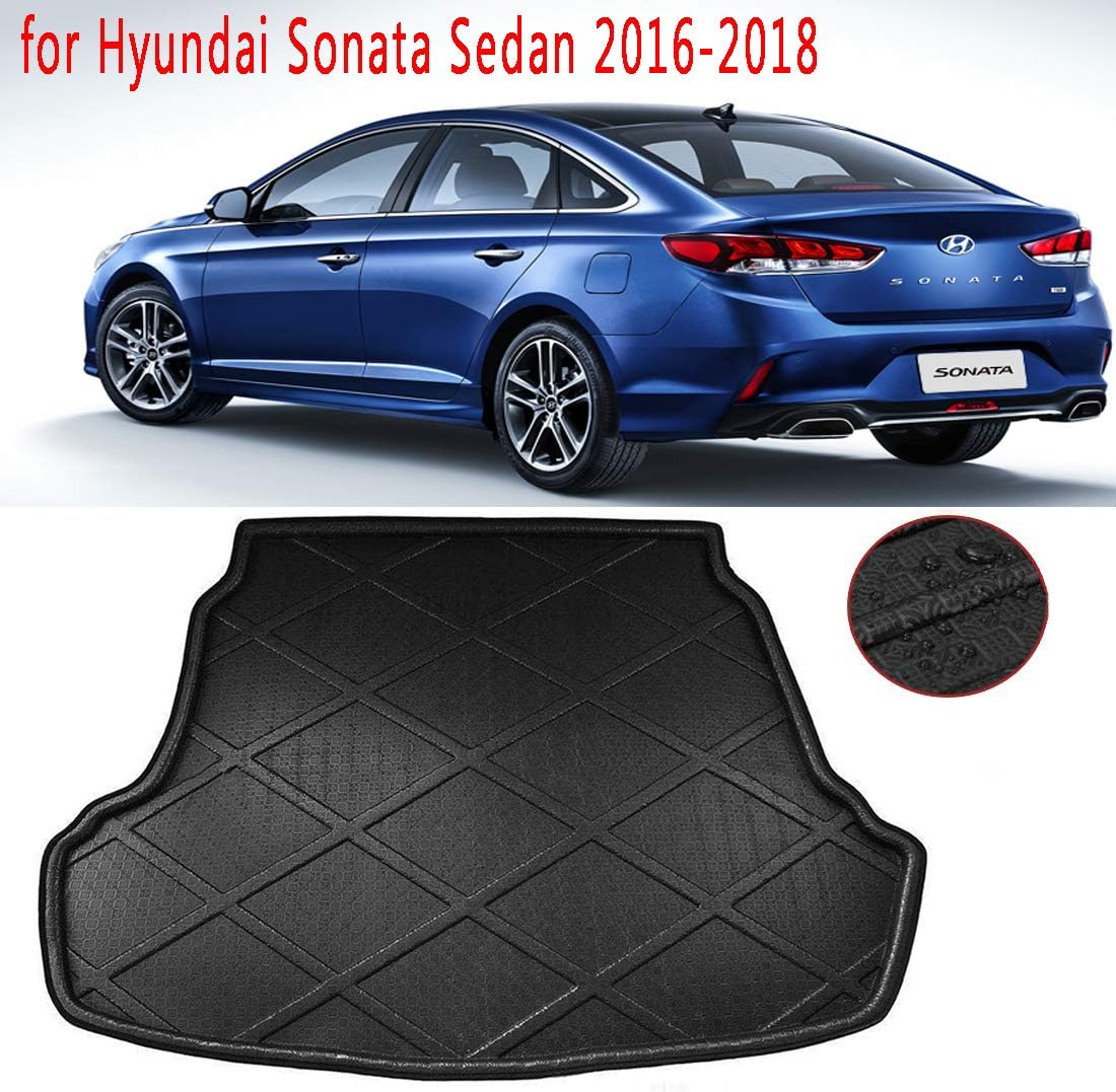 ZYHW Black Rear Trunk Tray Auto Cargo Liner Boot Rear Trunk Mat Floor Mat Cover Protector for 2015-2019 Hyundai Sonata Sedan