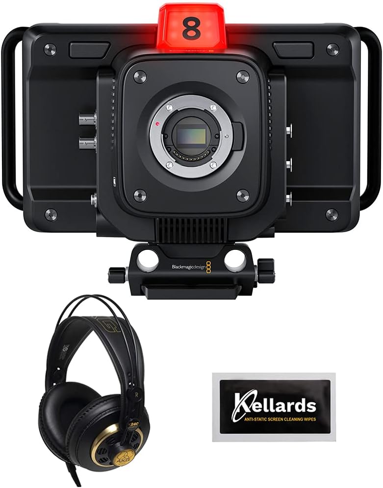 Blackmagic Design Studio Camera 4K Pro Bundle with AKG K240 Studio Pro Headphones and Screen Cleaning Wipes