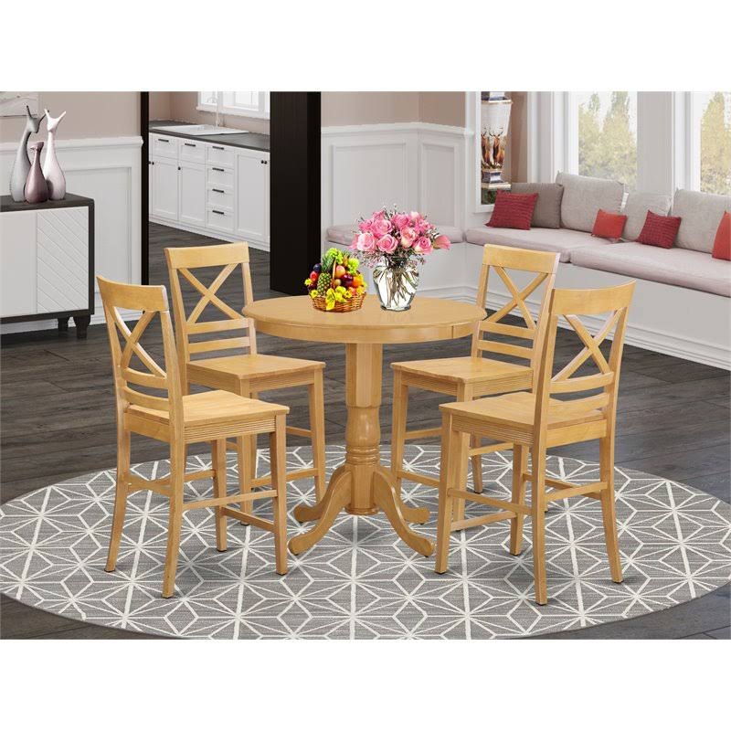 East West Furniture Jackson 5 Piece Counter Height Dining Table Set - Pub Table and 4 Bar Stools