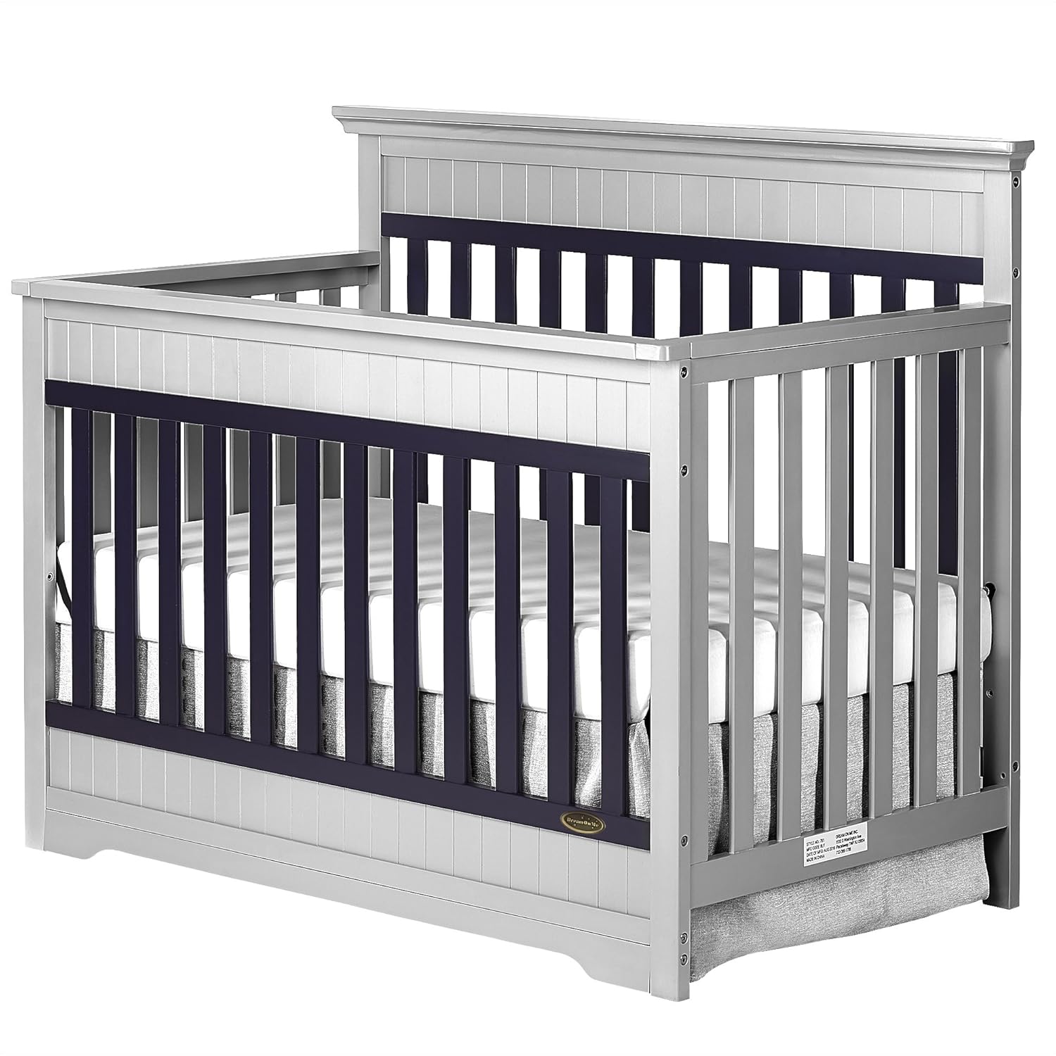 The Dream On Me Chesapeake 5-in-1 Convertible Crib, Platinum & Navy, Full Size Crib, 53.5x41x30 Inch (Pack of 1)