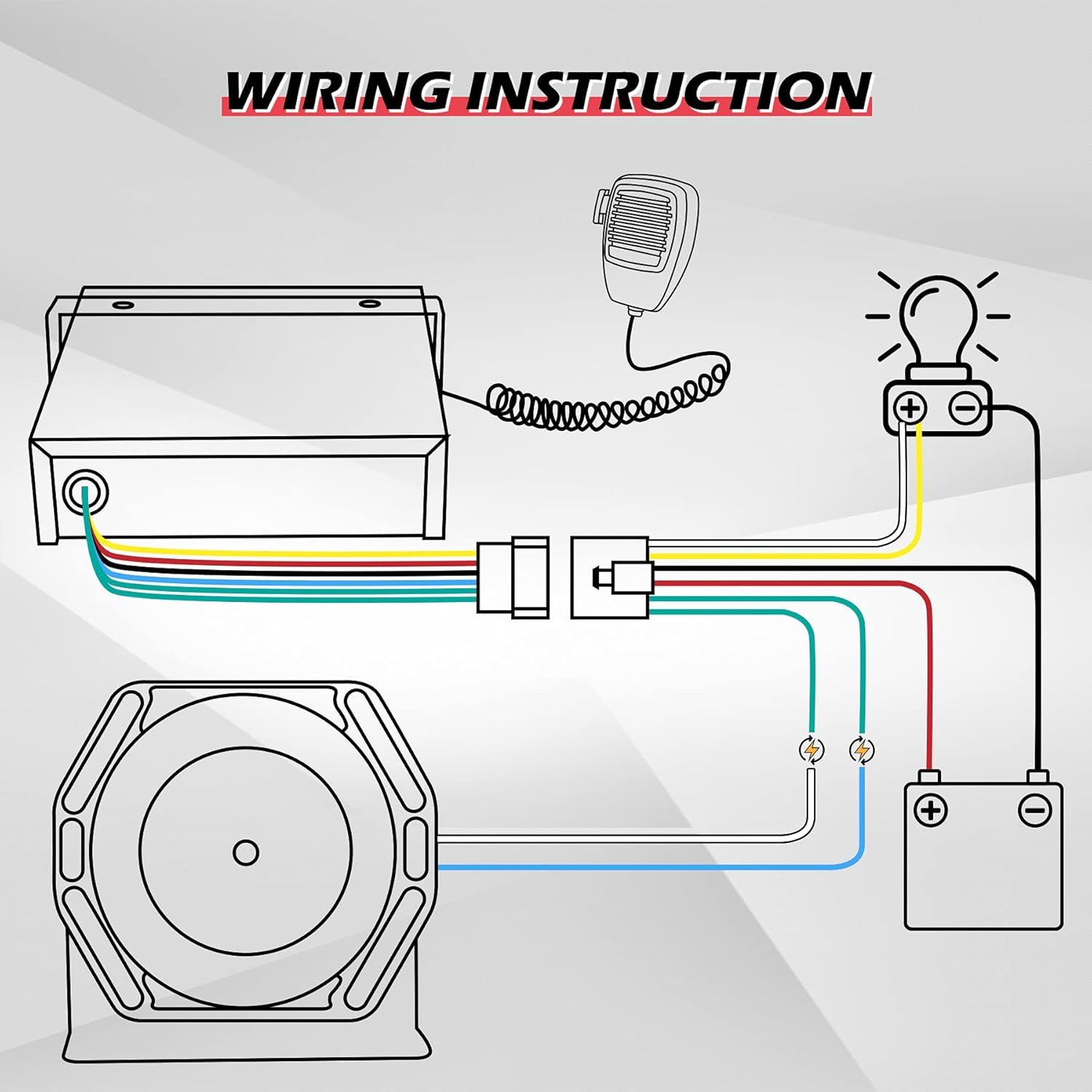 SMALLFATW Police Siren 8 Tones 130DB 200 Watt, Heavy Duty Handheld Microphone, Dual 20A Auxiliary Switch, Emergency Siren for Car Truck Vehicles Pack of 2
