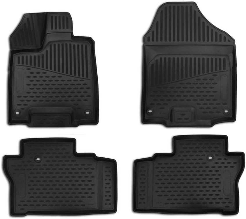 Fits 2019-2022 Honda Passport, Front & 2nd Raw Floor Mats All-Weather Full Set Liners (Black)
