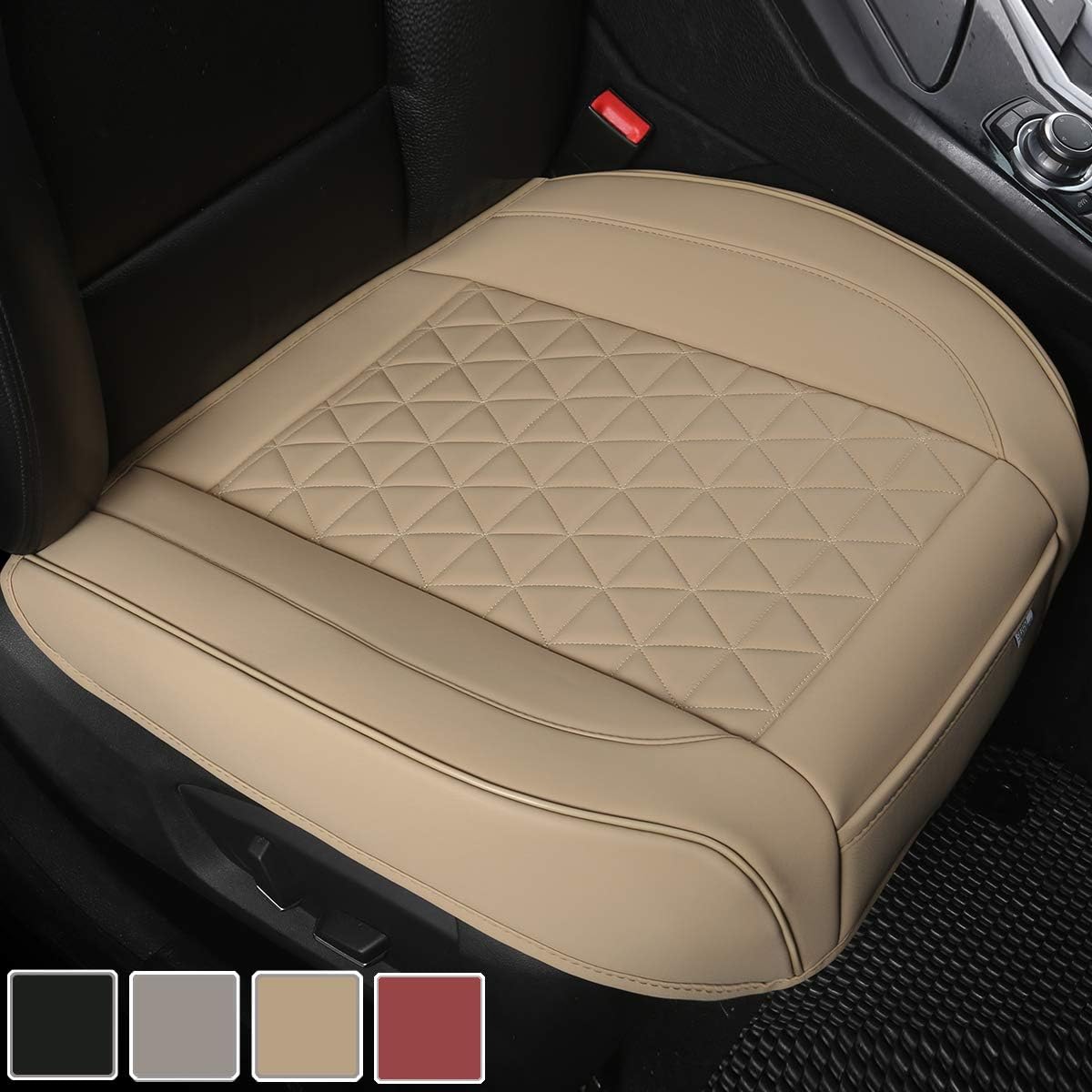 Black Panther PU Car Seat Cover, Front Seat Protector Compatible with 90% Vehicles,Embroidery,Anti-Slip & Full Wrapping Bottom W55cm*D54cm(21.65''*21.26'')(1Piece,Gray)