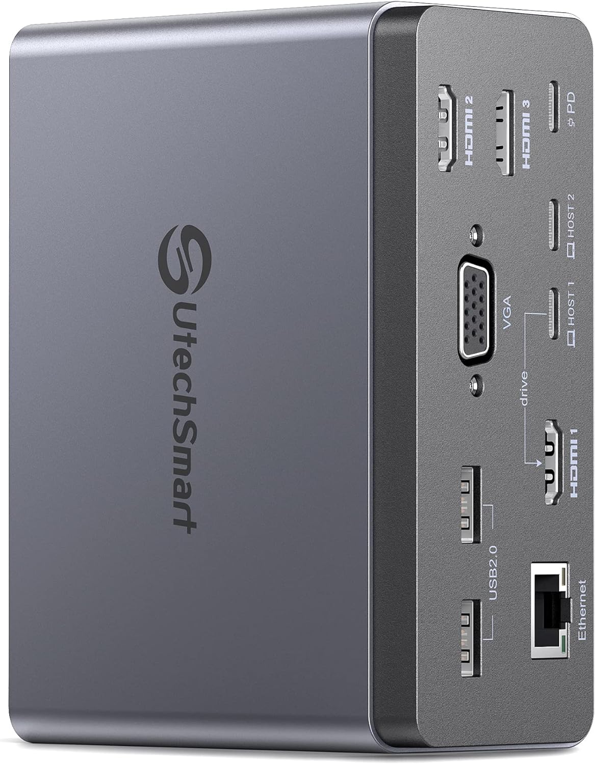 Docking Station,UtechSmart 19 in 1 Quadruple Display Laptop USB C Docking Station,USB C Hub Dock 3 HDMI Adapter for MacBook&Windows (3 HDMI,VGA,PD 3.0,Ethernet,SD/TF Card Reader,Audio,6 USB Ports)