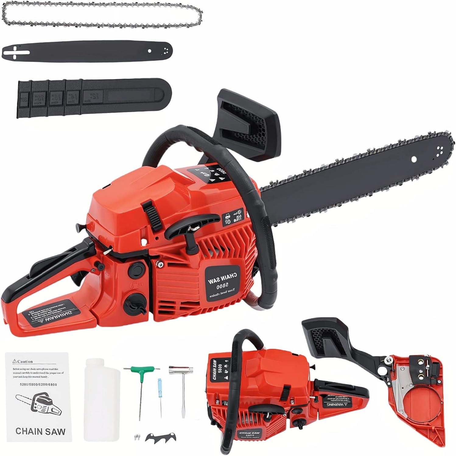 Gas Chainsaw 58CC 2.6KW Gas Powered Chainsaws 20 Inch Handheld Chain Saws Set 2-Stroke Gasoline Chain Saw Cordless Petrol Chainsaw for Cutting Wood Trees | US STOCK