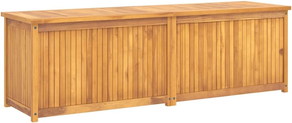 Natural Teak Wood Outdoor Storage Box, 68.9x19.7x21.7 Inch Large Deck Container for Cushions & Tools, Weather-Resistant Patio Garden Chest, Brown Finish