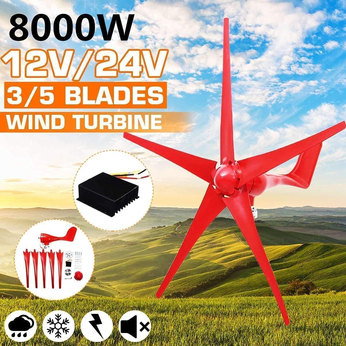 8000W 5 Blades Wind Turbines Generator Option with Wind Controller and Charge Regulator for Windmill Home Farm Wind Generator