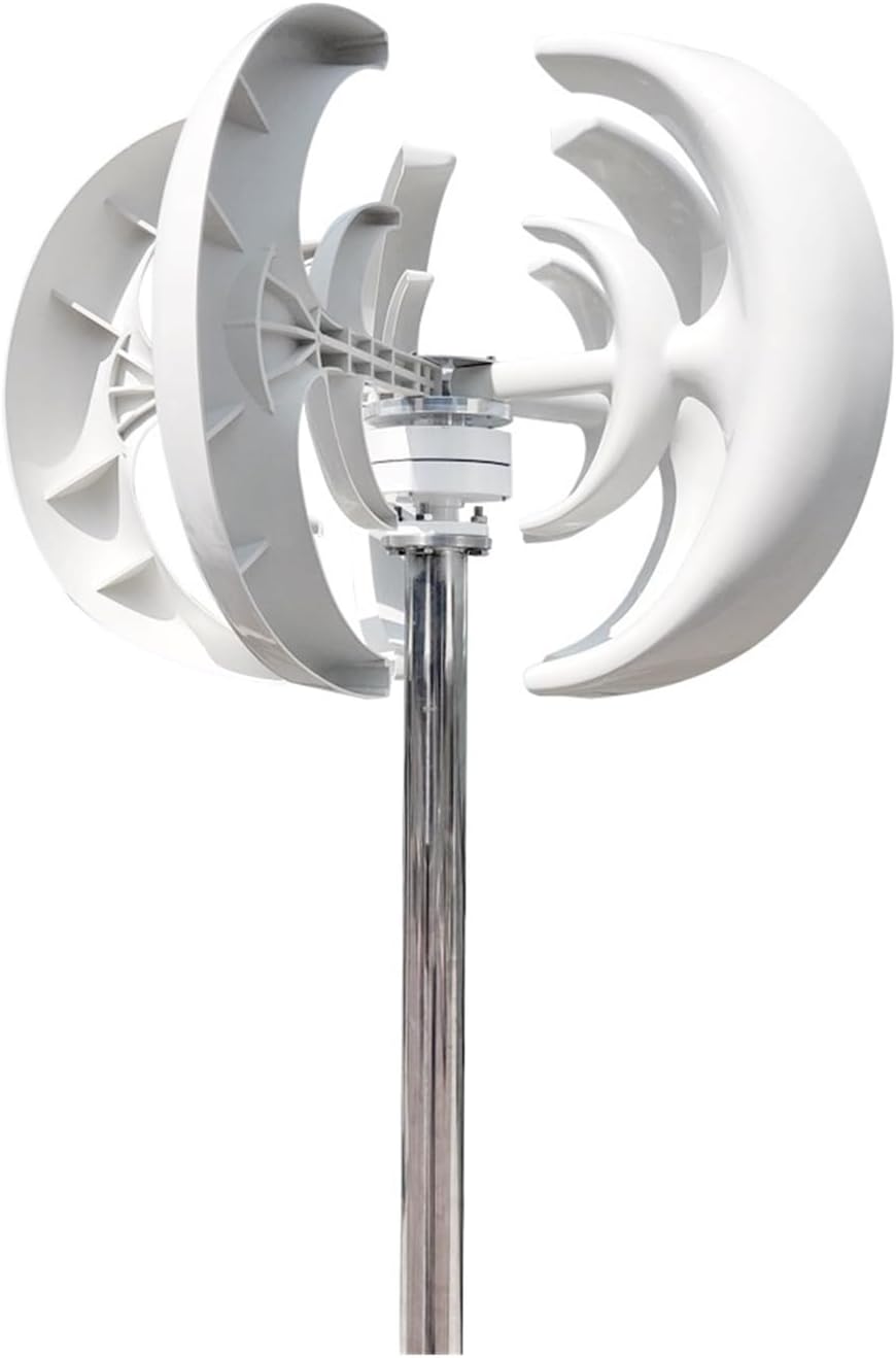 Lantern Wind Turbine 5 Blades 2000w 12v 24v with Mppt Hybrid Charge Controller Home Appliance Vertical Generator Low Starting Speed for Home(with MPPT Controller,12V_2000W)