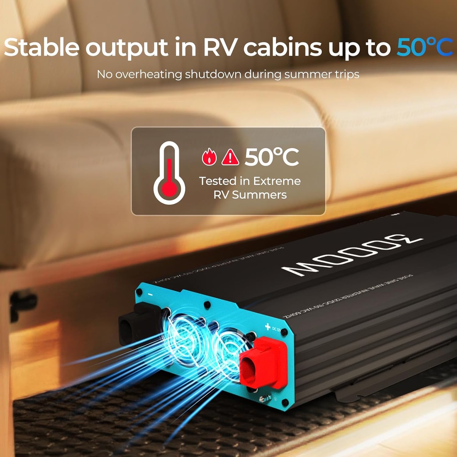 3000W Pure Sine Wave Power Inverter, 12V DC to 120V AC, 6000W Peak Power, 16.4FT Remote Controller, Solar/Car/RV Inverter for Emergency Backup, Off-Grid Living, Camping, Truck, Outdoor