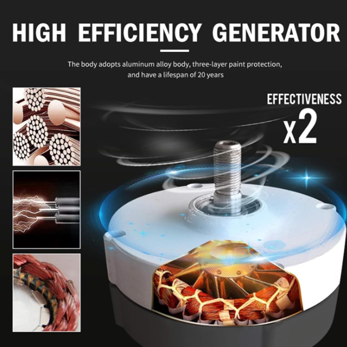 10000W/12000W Magnetic Levitation Wind Turbine Generator Kit - 12V/24V/48V/220V with Waterproof Charge Controller - Ideal for Home, RV, Roof Electricity Production